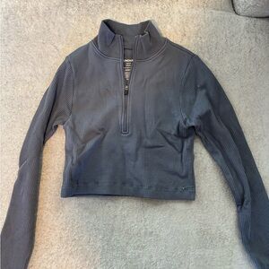 No Boundaries Navy Quarter-Zip Ribbed Top